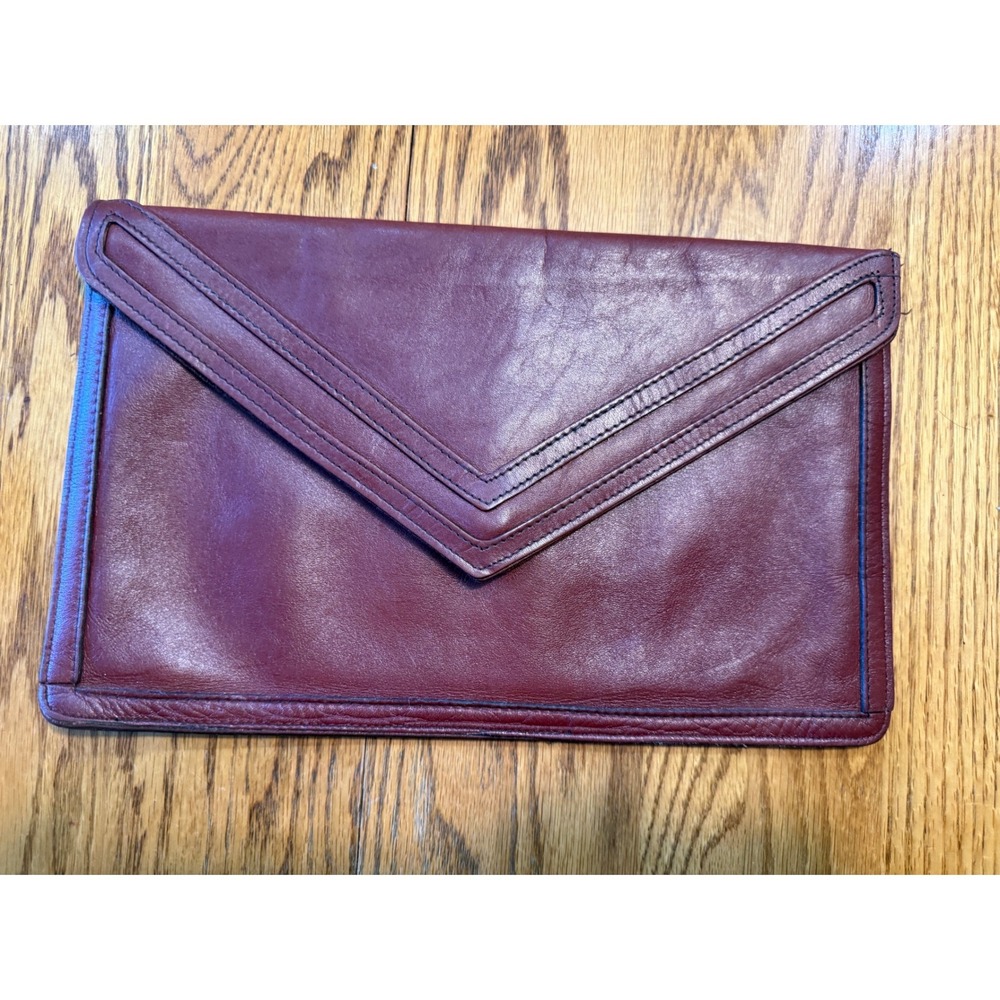 Vintage Gaetano New York Burgundy Leather Envelope Clutch Portfolio Bag 1980s